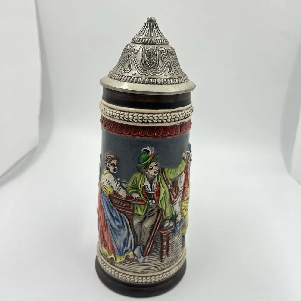 Vintage Handarbeit Gerzit Gerz German Lidded Ceramic Beer Stein
